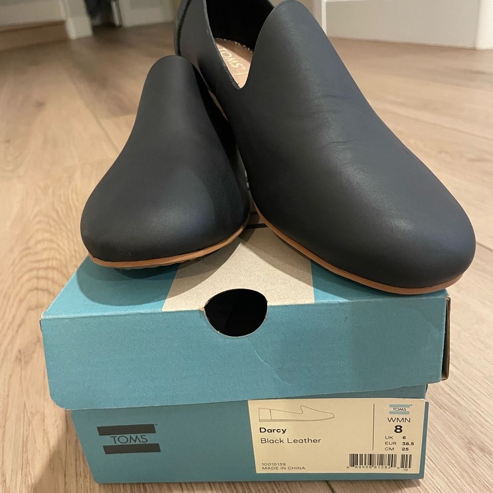 TOMS Black Vegan Leather Loafers